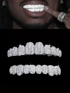 10-piece zircon hip-hop braces set, a dental accessory, trendy and cutting-edge, shining and a symbol of status.