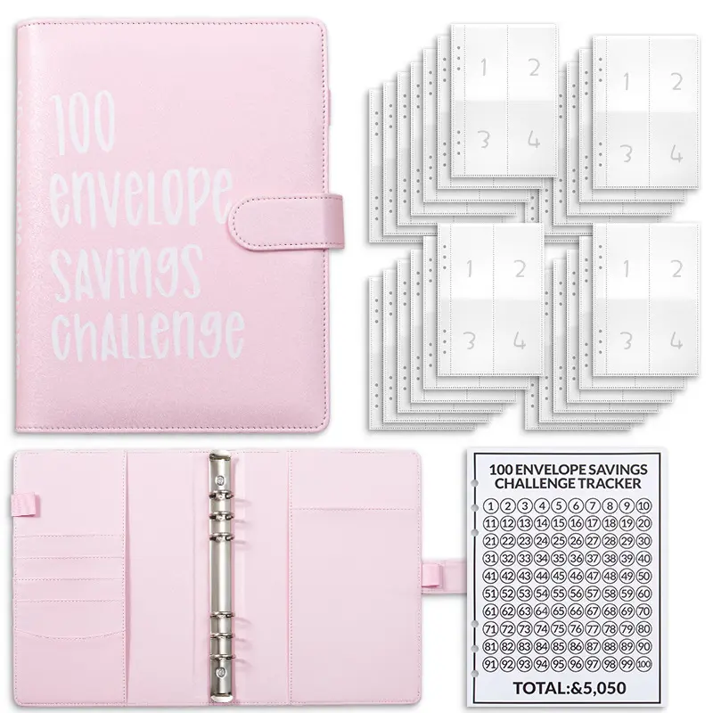100 Envelope Challenge Binder Couple's 100-Day Challenge Money Saving Notebook