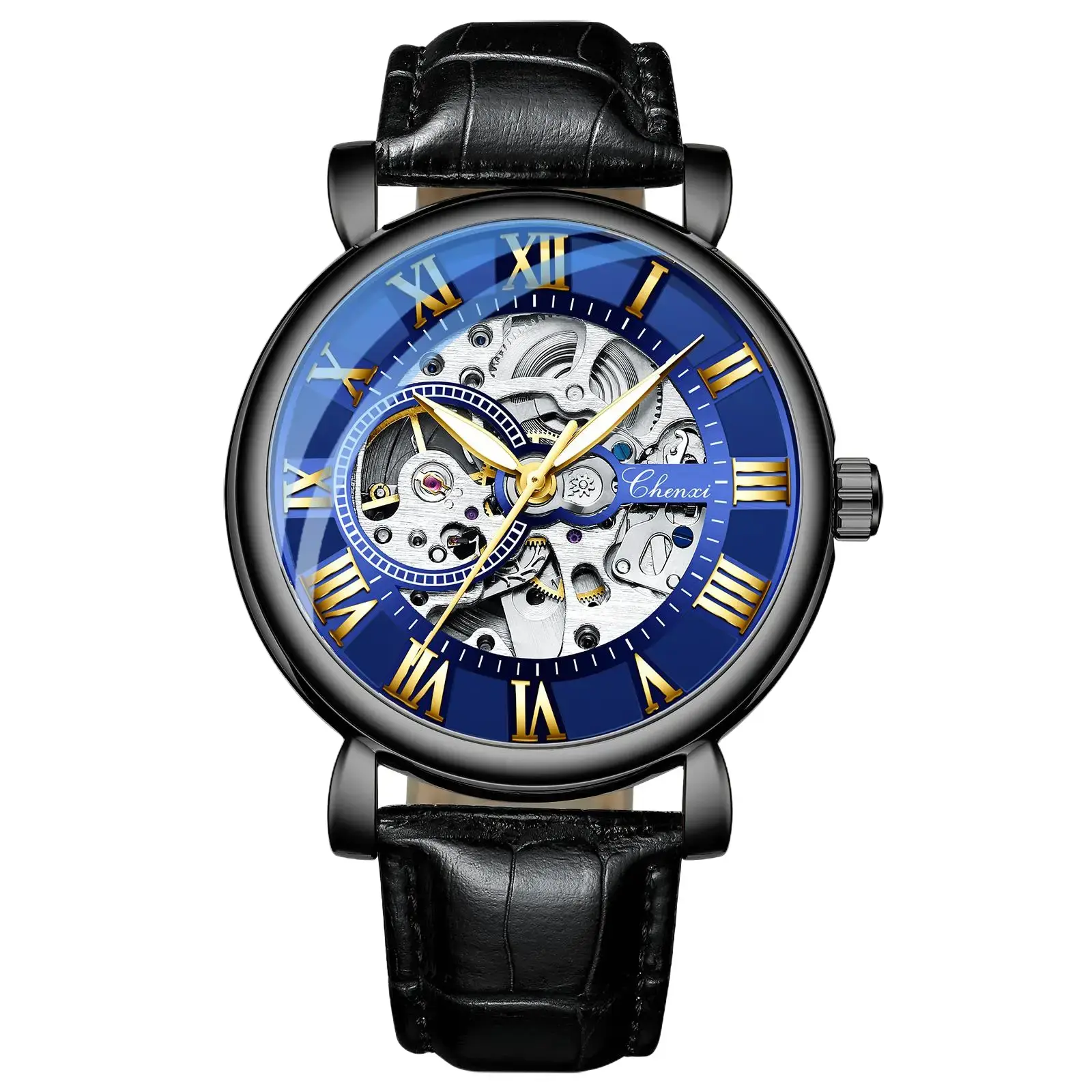 J-CHENXI 8878 Men’s Automatic Mechanical Watch Skeleton Dial Fashion Wristwatch