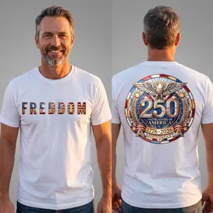 Freedom 250th Anniversary Shirt, USA 250 Years Independence Apparel, 1776–2026 America Anniversary, Patriotic Freedom,Casual Summer T-Shirt with Crew Neck,viral graphic tees