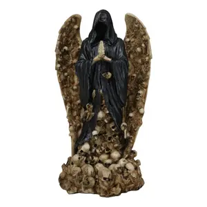 Gothic Death Prayer Grim Reaper Skeleton With Ossuary Skulls Wings Figurine