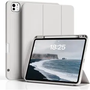 Case for iPad Pro 12.9-inch 2022/2021 (6th/5th Generation), iPad Air 13 Inch (M3/M2,2025/2024) with Pencil Holder|2nd Gen Pencil |Auto Sleep/Wake|Flexible TPU Protective Cover (Gray)
