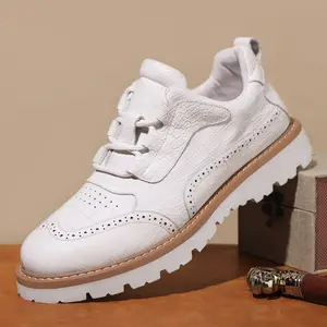 Men's large-size crocodile pattern casual leather shoes, round toe, comfortable and non-slip rubber sole, suitable for weddings, banquets, parties - spring, summer, autumn, business men's shoes, loafers 60818