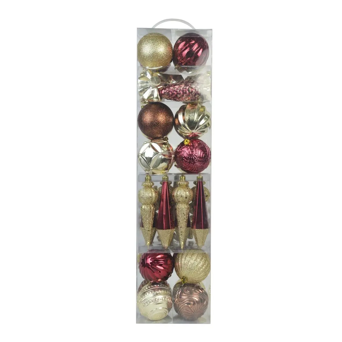 40-Pack Rustic Christmas Ornaments - Assorted Styles, Mixed Colors, Festive Home Decor, Holiday Gift