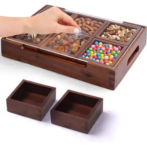 Set7  Serving Tray With Handles And Lid - Large Rectangular Breakfast & Ottoman Tray with Raised Edges, Serving Platter Snack Tray, Serving Tray with , Drinks, Appetizer Dishes & Dessert Trays