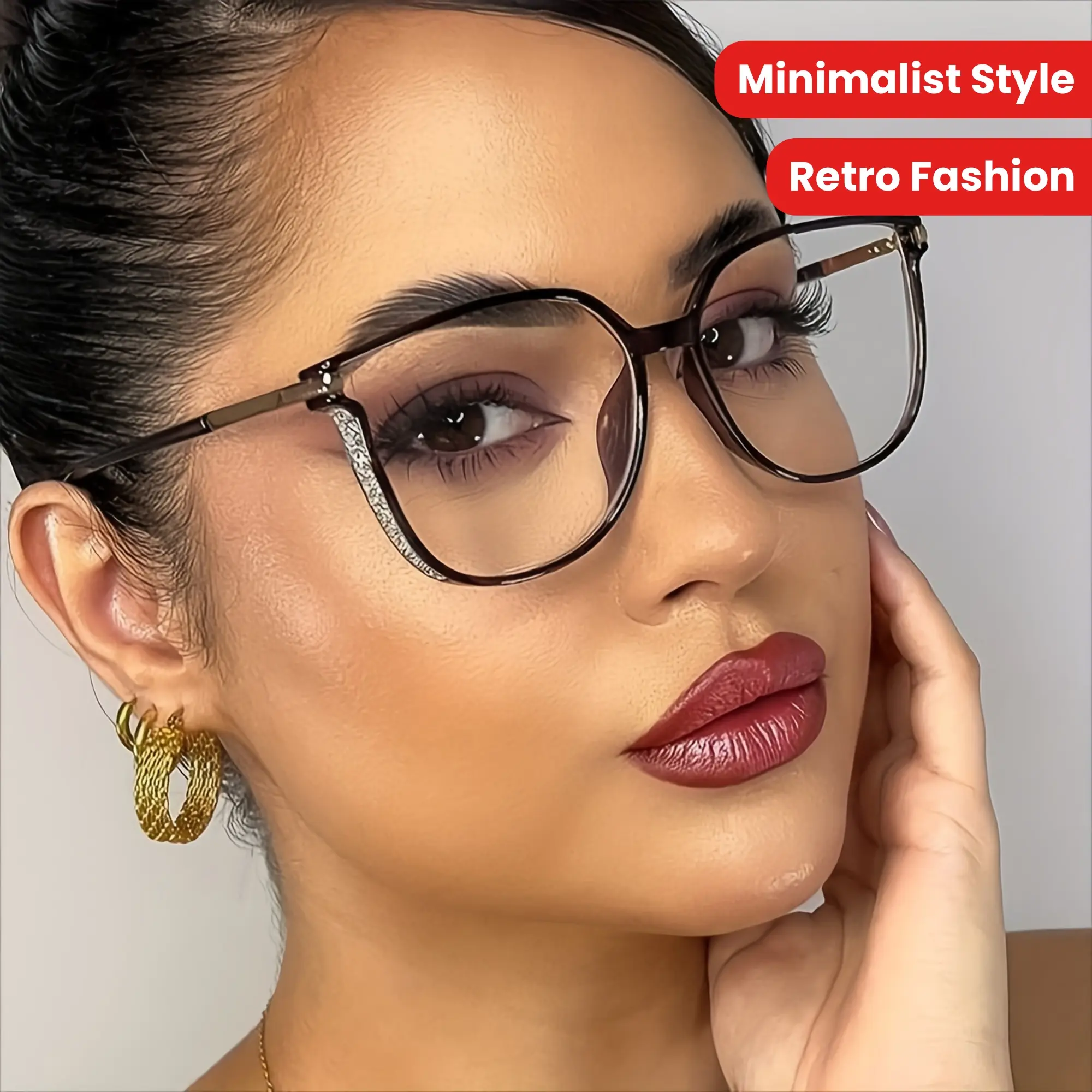 Polycarbonate Cat Eye Eyeglasses - Minimalist Retro Look Star Embellish Single Item, Unisex Reading Glasses with +1.0 to +4.0 Strengths