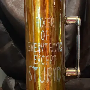 30 oz Epoxy Tumbler with Real Wrench and Socket Handle, Labeled "Fixer of Everything Except Stupid"