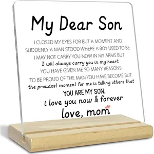 Mom's Gifts to My Son,My Dear Son Acrylic Plaque Sign,Birthday Graduation Gifts for Son, Son Gift Ideas