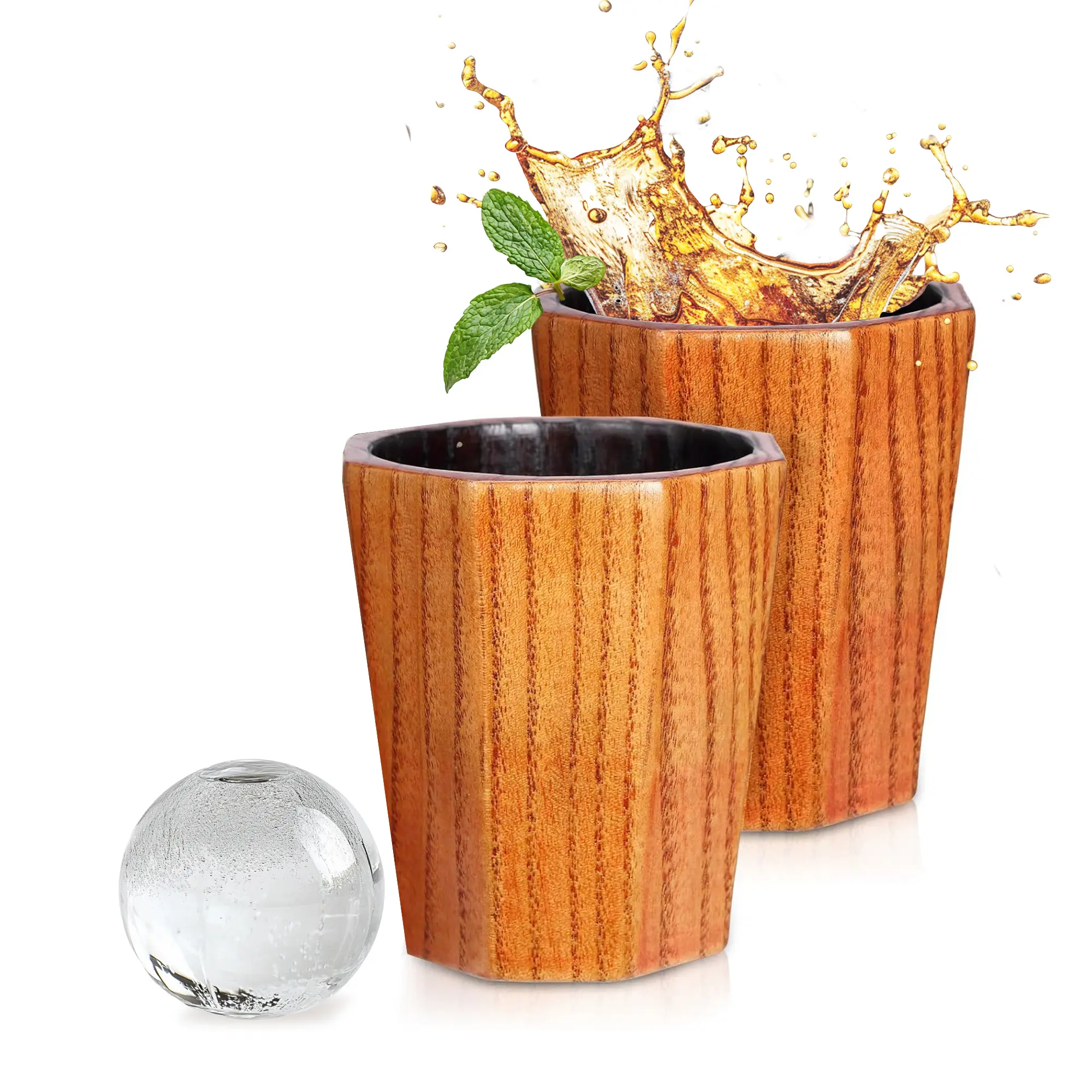 Authentic Wooden whisky Glasses - Crafted with a Charred Interior for Richer Flavor & Aroma. - Perfect for Father's Day, Birthdays &Mens gifts. oak sip wood cup