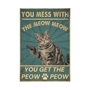 Retro American Shorthair Decorative Plaque, Humorous Metal Sign - 8x12 inch, Door Plate, Cat Friend, Bedroom, Cafe, or Kitchen, Gift for Cat Lovers