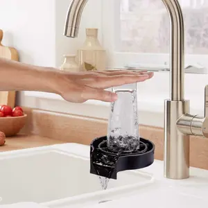 Kitchen Sink Glass Rinser, Automatic Cup Washer, Faucet Accessories For Home Kitchen, Bottle Washer, Glass Cleaner Sink Attachment (Matte Black)
