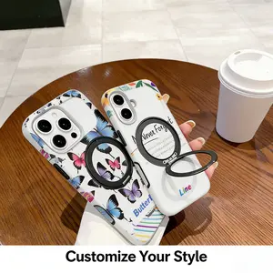 Custom DIY Carbon Fiber 360° Rotatable Magnetic iPhone Case | MagSafe Compatible, Anti-Fingerprint, Ring Holder for iPhone 17/16/15/14/13 Pro Max/Pro/Air, Personalized Birthday Gift for Her