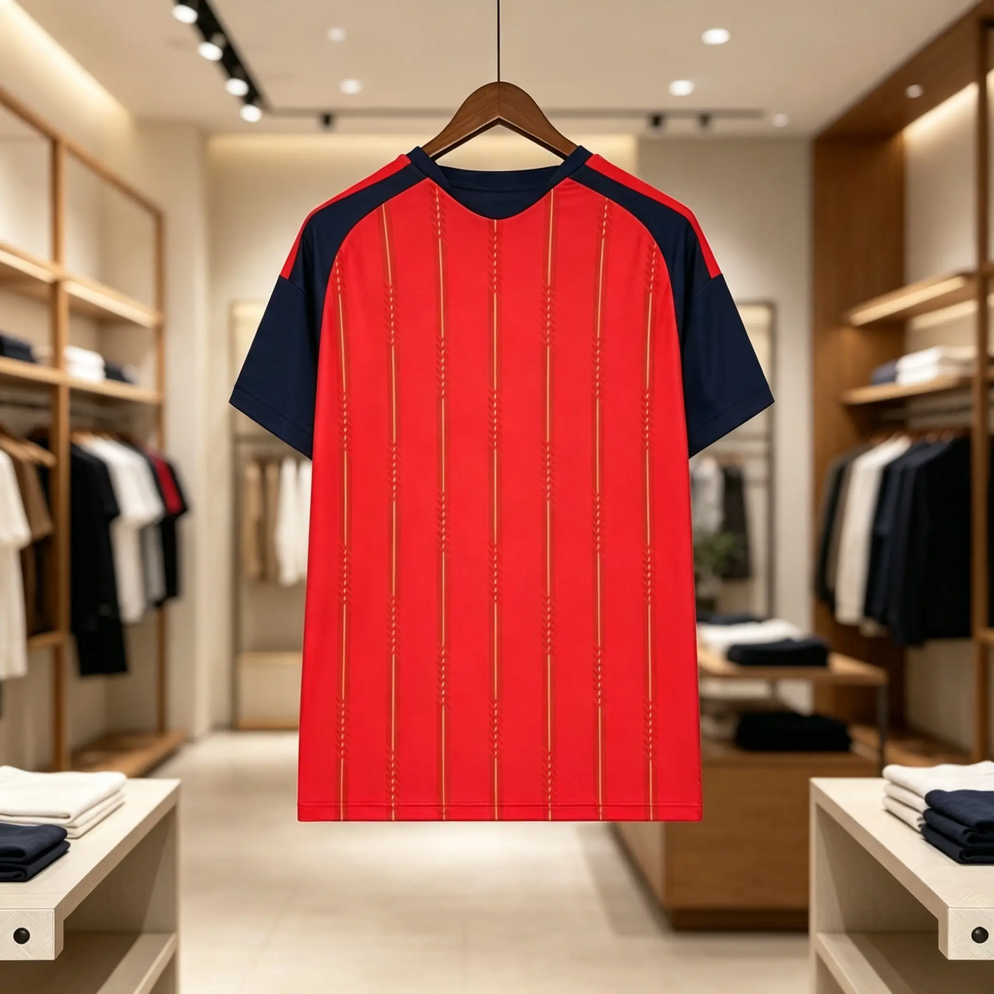 red athletic shirt gold stripe sports top game day shirt men breathable fan apparel red casual sports tee thick non see through active shirt 2026 fan gear mens red sport shirt