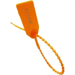 Plastic Security Seals 9.84" Tamper Proof Self Locking Security Tags Pull-Tite Numbered Orange Pack of 100 PCS
