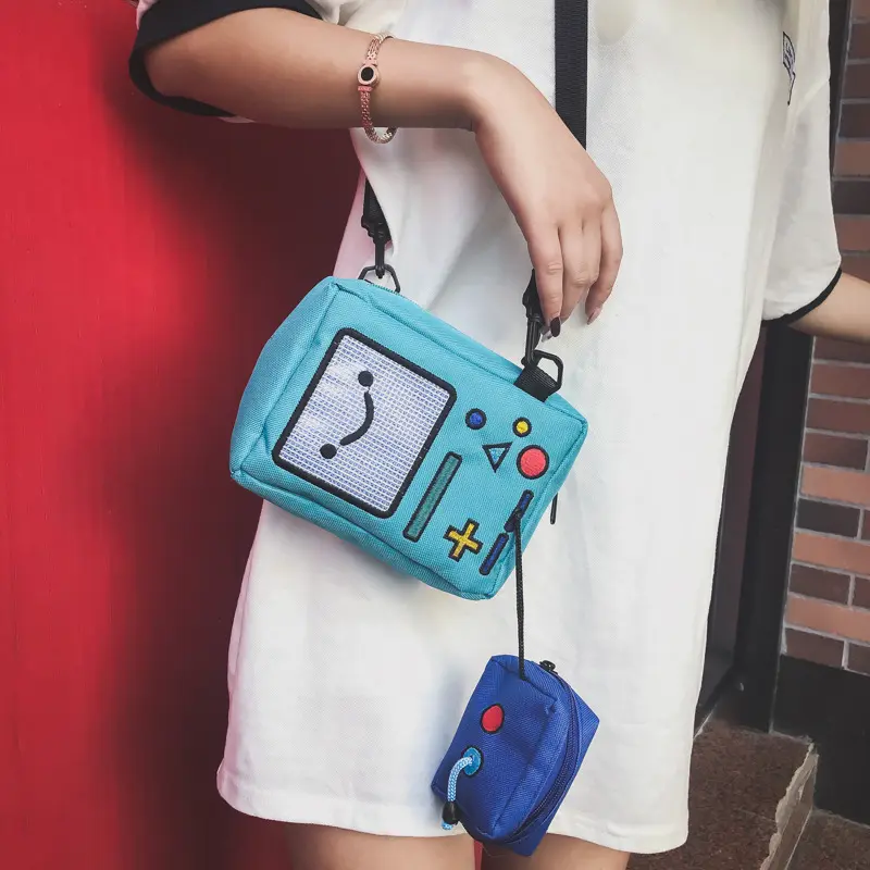 Cartoon Cute Merch CrossBody Backpack, Finn Jake BeeMore Messenger bag Crossbody Shoulder Bag, M SIZE Crossbody Shoulder Bag, Waterproof PU
