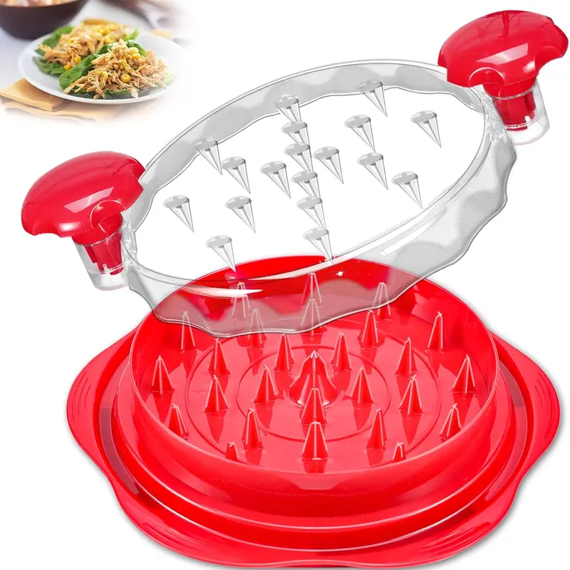 NULAS Chicken Shredder Tool Twist for Kitchen, Manual Chicken Breast Grinder Machine for Ground Food, Meat and Vegetables, Red