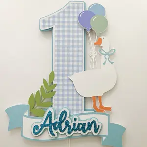 One silly goose cake topper custom, gingham