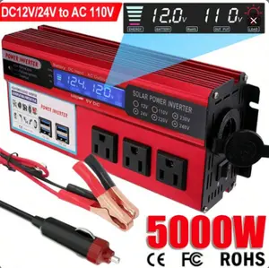 Power Inverter 5000W DC12V/24V to AC 110V Solar Converter with USB Ports CE FC ROHS Certified