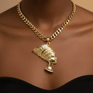 MaxBling81 Women's Egyptian Queen Nefertiti Pendant 9mm 18" 20" 24" Cuban Chain Hip Hop Necklace Fashion Jewelry Gold Silver Plated - Modern Versatile Accessories