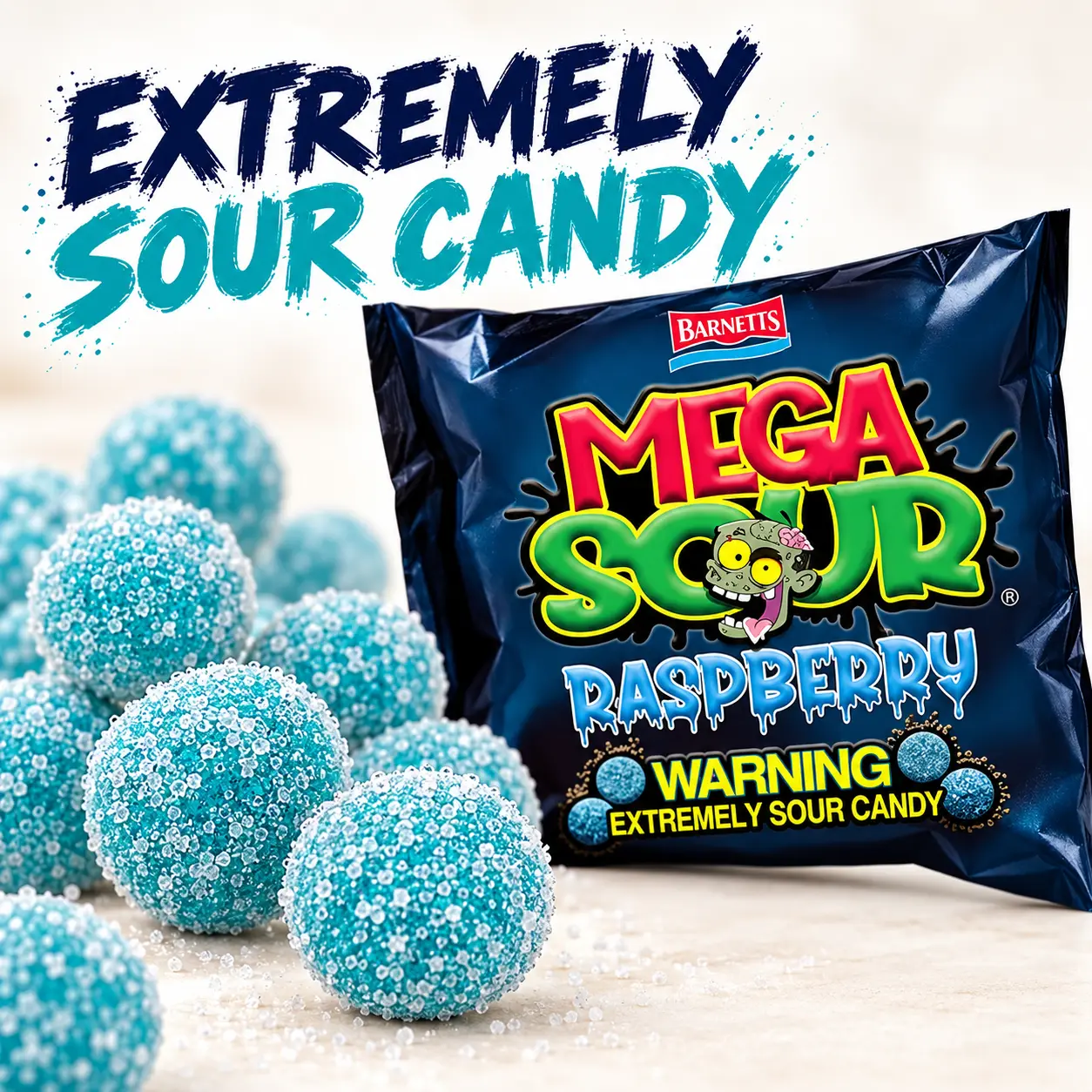 Barnetts Mega Sour Raspberry Candy 104g – Handmade British Hard Sweets – Extreme Sour Candy Challenge