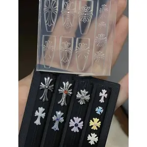 Cross Nail Parts Mold 3D Silicone Relief Carving DIY Make Design Template Stencils Reusable Nail Art Decorations Manicure Tools