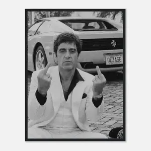 [Sale off up to 50%] Tony Montana Framed Poster, Scarface Wall Art, Movie Decor, 80s Film Print, Gangster Aesthetic, Man Cave Gift, Cult Classic Bedroom Art