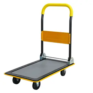 Flatbed Cart, 330lbs Heavy Duty Capacity Platform Hand Truck 360 Degree Swivel Wheels Foldable Push Hand Cart for Loading and Storage, Warehouse Mobile Folding Trolley Folding Wagon Summervibes
