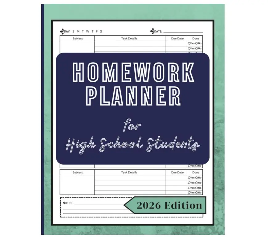 Homework Planner for ADHD High School Students: Undated Monthly/Weekly Assignment Journal/Notebook for High School Teens & College Students | 8.5" x 11", 130 Pages for Homework Tasks