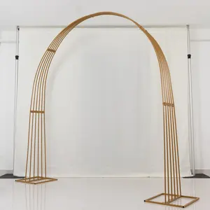8ft Gold Metal Dome Wedding Arch, Heavy-Duty Backdrop Stand 3D Floral Balloon Frame