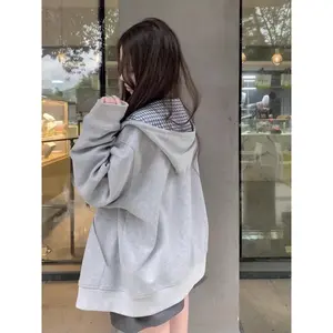 Japanese Patchwork Coats Sweatshirts Women Y2k Aesthetic American Vintage Jackets Casual Oversized Harajuku Kawaii Hoodies Top