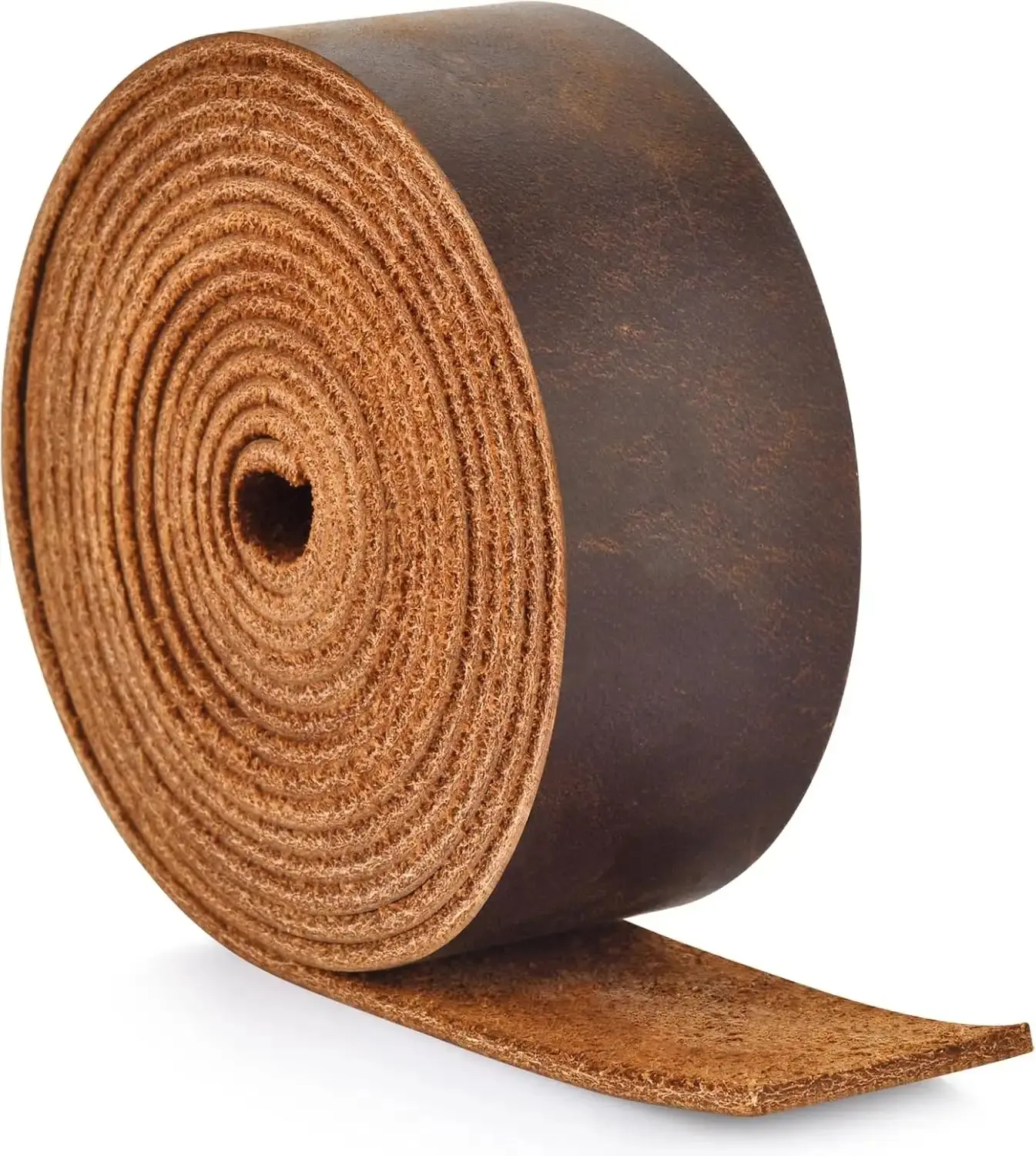 Leather Strap 1 Inches Wide Flat Leather Strips, Genuine Full Grain Cowhide Oil Tan Leather Strip for DIY Craft Projects, Tooling, Belt, Garden Tools (2.2mm Thick_65-72 Inches Lengths_DK Brown)