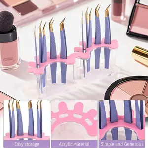 1pc 8-hole Eyelash Display Stand Acrylic, Lash Extension Tool Storage with Tweezers Holder, Beauty Makeup Accessory Rack for Lash Technician Kit, Lash Tweezer Holder, Acrylic Eyelash Tweezers Display