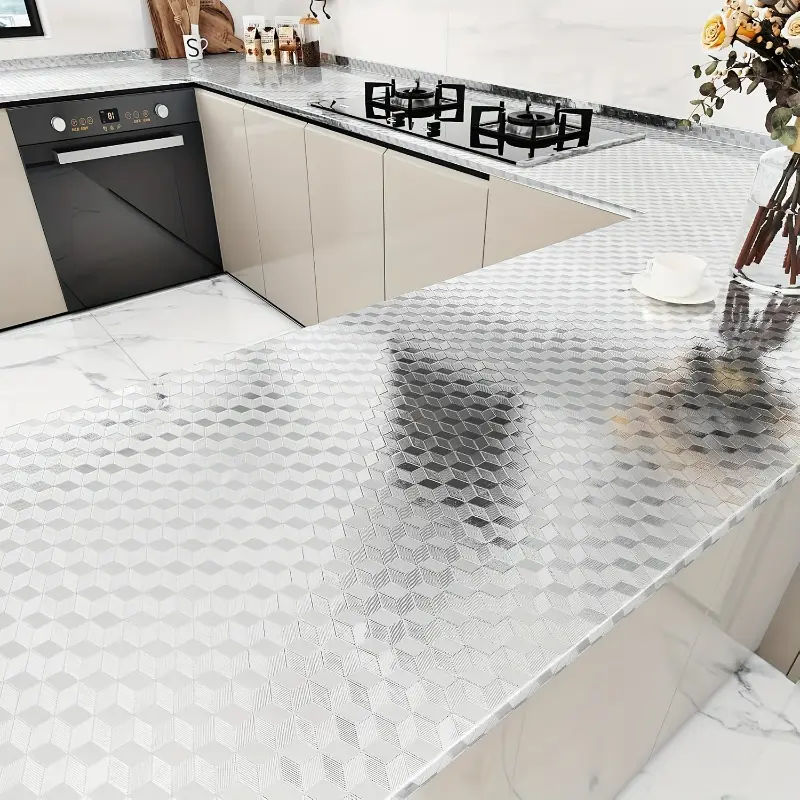 Peel-and-Stick Durable Aluminum Foil Kitchen Sticker, High-Temp Res, Oil-Proof, Waterproof, Easy to Clean, Self-Adhesive for Backsplash, Countertop, Cabinets, Stoves