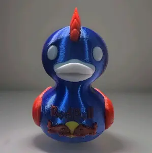 3D Printed Red Bull Duck Collectible Figurine - Distinctive Look Statue for Collectors, Entertainment Enthusiasts
