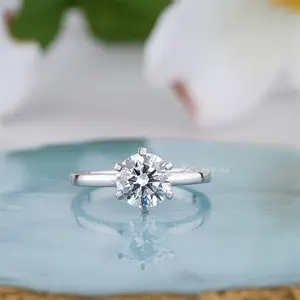 1.60 Ct Round Cut Crown Set Solitaire Engagement Ring