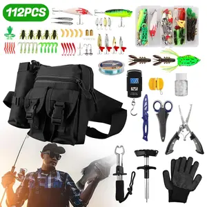 112Pcs Multifunctional Fishing Tackle Set Outdoor Fishing Tool Kit with Lure Pliers Hooks Swivels Beads Sinkers Assorted Fishing Accessories Portable Complete Fishing Gear Kit for Freshwater Saltwater Angling Outdoor Fishing Enthusiasts survival