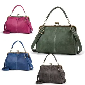 Chic Retro-Inspired Women's Crossbody Bag - Thick Faux Synthetic Synthetic Leather, Detachable Strap, Classic Solid Color