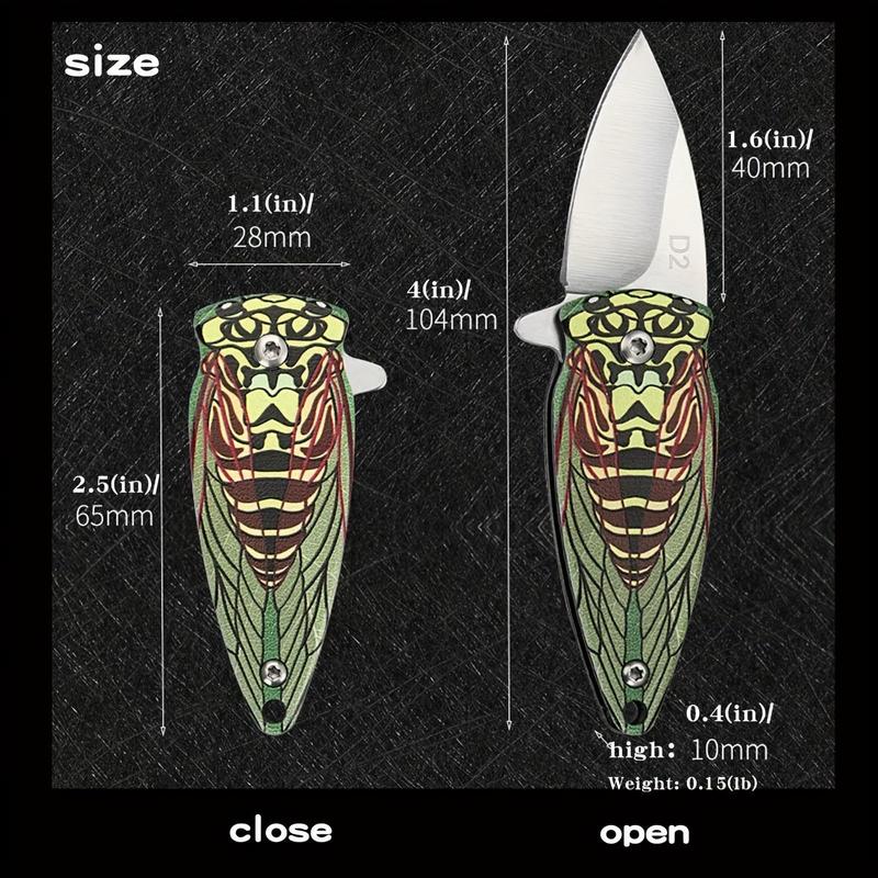 Lightweight Folding Knife with 3D Pattern Handle, 1 Count Portable Stainless Steel Knife, Suitable for Camping, Barbecue, Fishing, Hiking, Outdoor Use, Halloween
