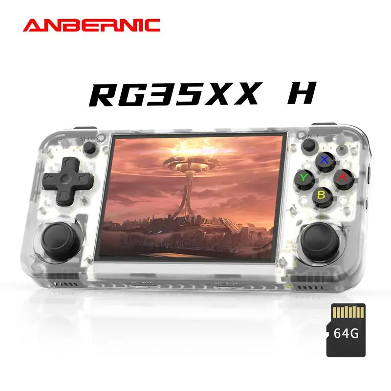 Anbernic Rg35xx H Handheld Game Console, 3.5 Inch IPS Screen, 64GB Storage, 3300mah Battery, HDMI & TV Output, Vibration Motor