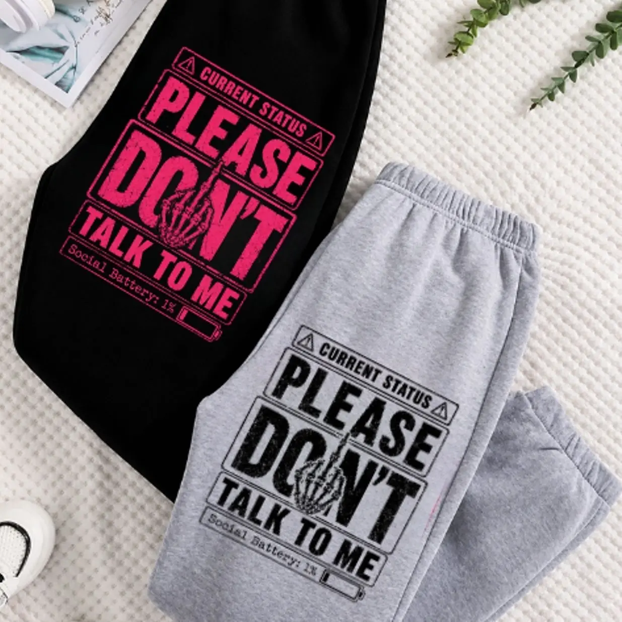 Current Status Please Don't Talk To Me Graphic Sweatpants, Unisex Oversized Joggers, Soft Cotton Blend Fleece, Relaxed Fit, Funny Introvert Streetwear, Comfortable Lounge Pants for Everyday Wear, Gift For Him, Gift For Her, Gym and Travel, Trending 2026 0