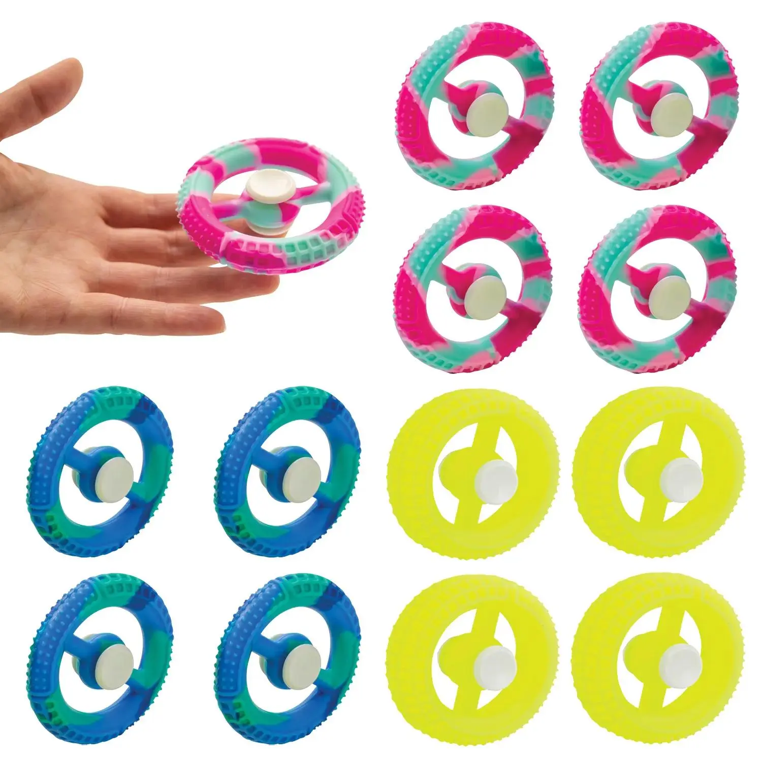 Textured Fidget Spinner Wheels - 12 Pc.