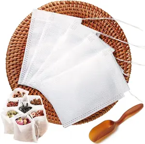 200 Count Empty Tea Bags for Loose Tea – Disposable Filter Paper Sachets, Free Tea Spoon Included, Heat Sealable – For Loose Leaf Tea, Ground Coffee, Spices, Herbs – Bulk Set