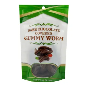 FirstChoiceCandy Chocolate Covered Gummy Worms Dark Chocolate, 3.5 oz Resealable Bag (PACK OF 6)