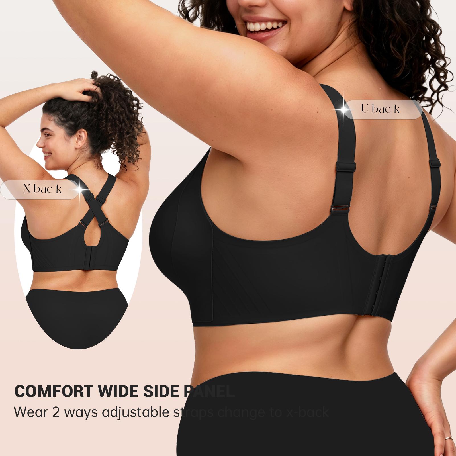 OEAK Supportive Push Up Jelly Bra For Women Comfy Light Lift Tshirt Bra Wireless Full Coverage Bra V Neck Plus Size Everyday Bras