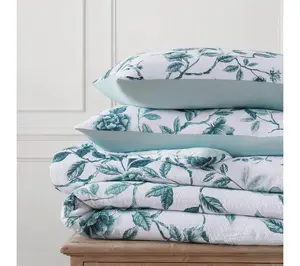 Martha Stewart Vivian Floral Blue Cotton Queen Duvet Set