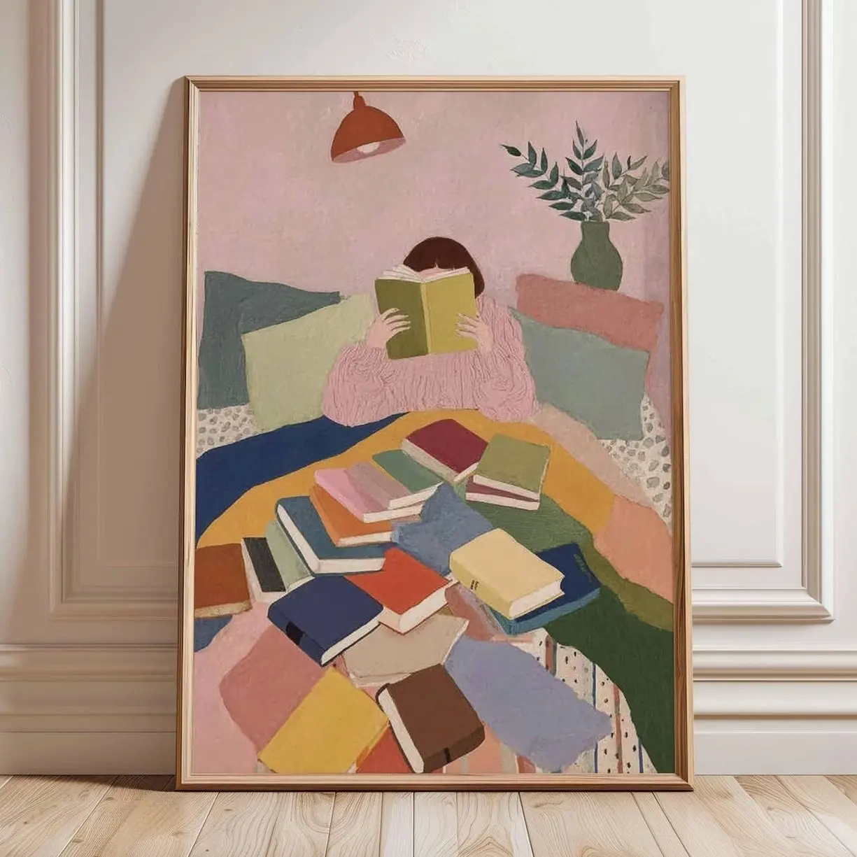 Reading Wall Art, Cozy Book Lover Poster, Modern Library Bedroom Decor Print M