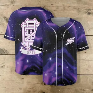 Griz Baseball Jersey, Purple Galaxy Rave Shirt For Music Lover Gift #Baseballjersey