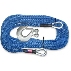 BILLET4X4 U.S. Made 5/16 inch x 50 ft. Synthetic Winch Rope Extension (15,000 lbs. MBS) with MEGA Hook (4X4 Vehicle Recovery)