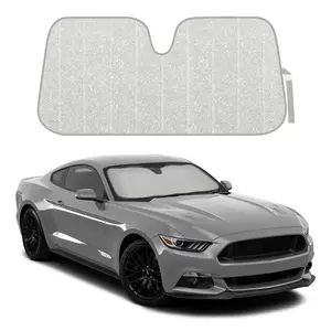 Sparkling Silver Glitter Sunshade for Front Windshields - Accordion Auto Shade Universal Fit for Cars, 58x27 Inches