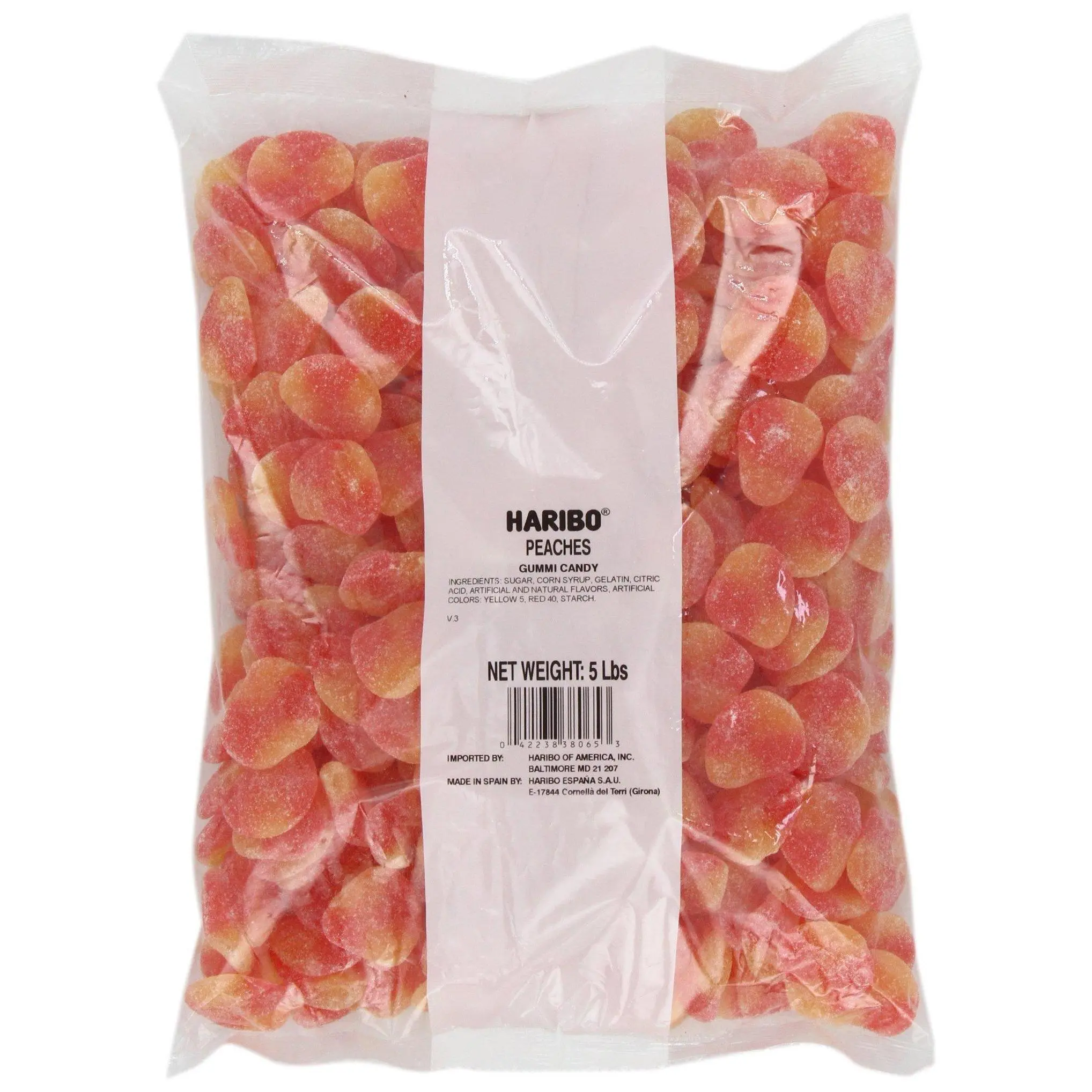 Haribo Peaches Gummy Candy 5 lb Bulk Bag  Soft & Chewy Peach Gummies | Party Candy, Candy Buffets & Events